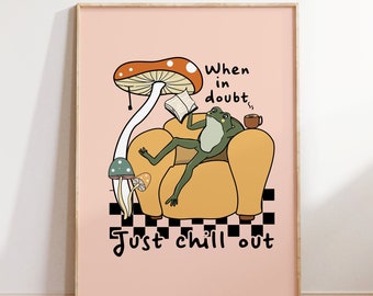 Retro Quote Wall Print | Frog Mushroom Print | Retro Wall Art | Digital Download | Large Printable Art | Inspirational Print | Retro Poster