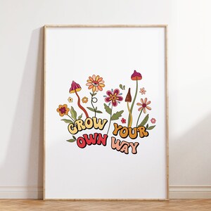 Retro Happy Quote Wall Art, Positive Quote Print, Digital Download Print, Retro Poster, Wall Decor, Large Printable Wall Art Decor
