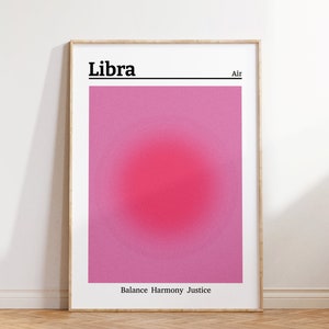 LIBRA Zodiac Print, Spiritual Wall Art, Gradient Print, Star Sign Art, Aura Poster, Digital Print, Birthday Gift, Horoscope, Astrology