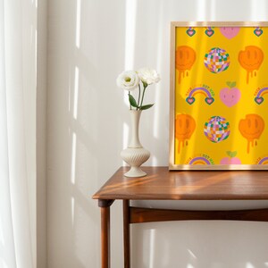 Cute Retro Wall Art Print, Hippie Poster, Digital Download, Dorm Decor, Printable Art, Retro Poster, Wall Decor, Trendy Poster, Groovy print