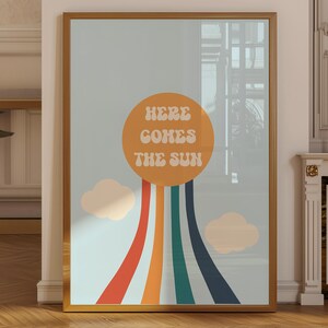 Retro Sun Print: Inspirational Wall Art, Dorm Decor (Digital Download)