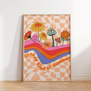 Impresión de pared retro groovy, cartel de verano groovy de los años 70, arte de pared retro, arte imprimible grande, impresión digital retro, decoración hippie, cartel retro