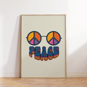 Retro Peace Sign Print: Funky Hippie Wall Art (Digital Download)