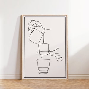 Coffee wall art, Espresso Print, Coffee Line Art, Minimalist Wall Art, Digital Download, Coffee Poster, Wall Decor, Printable Art