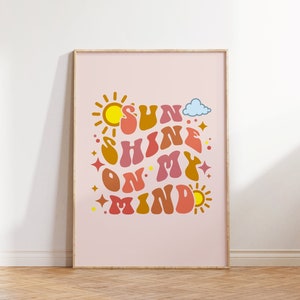 Retro Groovy Print, Sonnenschein Print, süße Print Wandkunst, digitaler Download Print, Retro Wand Dekor, Retro Poster, Kunst zum ausdrucken