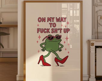 Funny Frog Retro Art Print | Trendy Dorm Decor (Digital Download) | Wall Art Print | Vintage Poster | Trendy Print