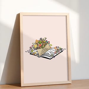 Retro Mushroom Book Print: Hippie Dorm Decor (Digital Download)