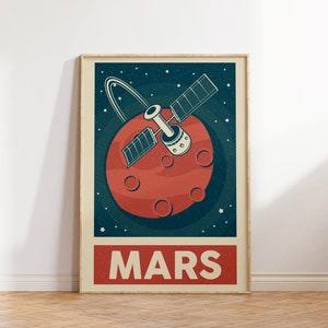 Retro Mars Print, Space Print, Retro Wall Print, Retro Wall Decor, Large Printable Art, Downloadable Prints, Digital Wall Print, Moon Print