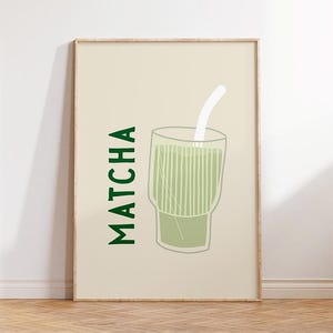 Retro Matcha Print, Kitchen Decor, Matcha Wall Art, Coffee Bar Decor, Trendy Matcha Poster, Green Tea Art Print, Digital Download