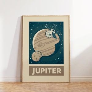 Retro Jupiter Print, Solar System Planets, Space Print, Retro Poster, Wall Decor, Large Printable Art, Downloadable Prints, Astronaut gift