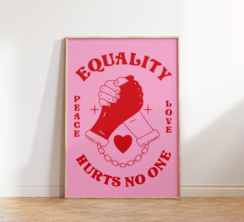Retro Quote Wall Print, Equality Poster, Retro 70s Print, Digital Download Print, Retro Wall Decor, Large Printable Art, Retro Poster