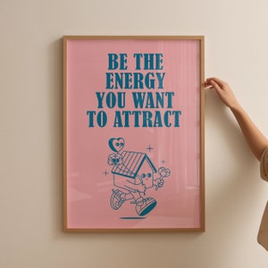 Arte de pared de cita retro, impresión digital de autoafirmación, arte imprimible, regalo de decoración de pared, cartel retro, cartel rosa, impresión estética de moda