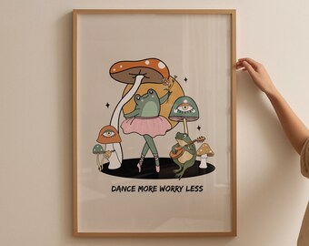 Retro Quote Wall Print Frog Groovy Print Retro Wall Art Digital Download Wall Decor Large Printable Art Vintage Aesthetic Print Retro Poster