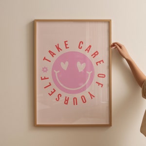 Cute Self Care Wall Art Print, Retro Wall Print, Cute print wall art, Digital Download Print, Hippie wall Decor, Printable Art, Retro poster