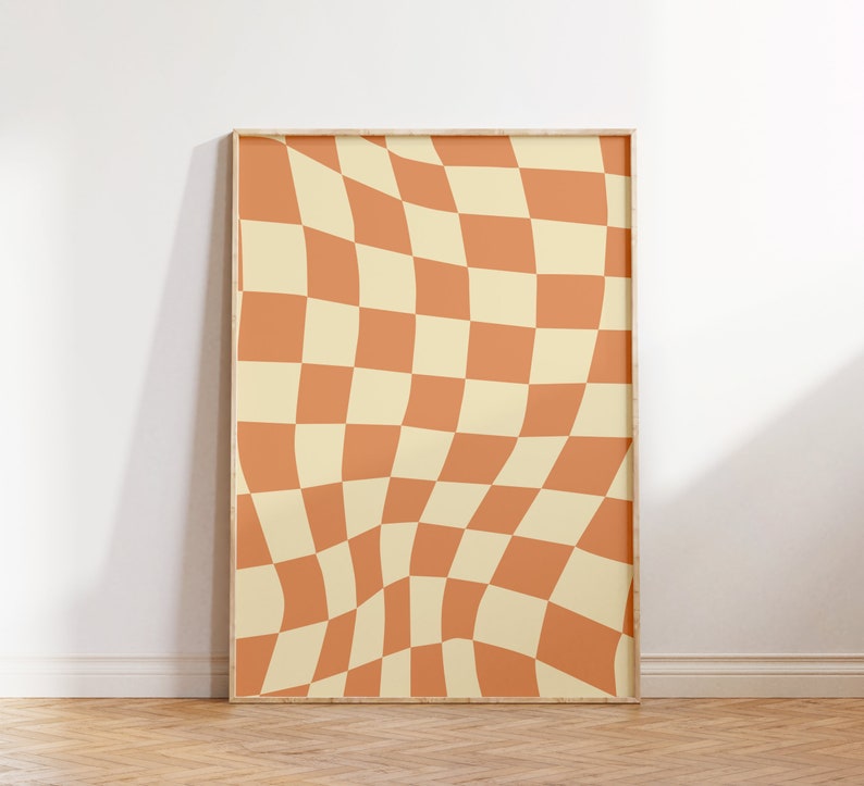 Retro Wall Print, Retro wall art, Wall Decor, Y2K Poster, Digital Download Print, Groovy print, digital download, Checkered, psychedelic