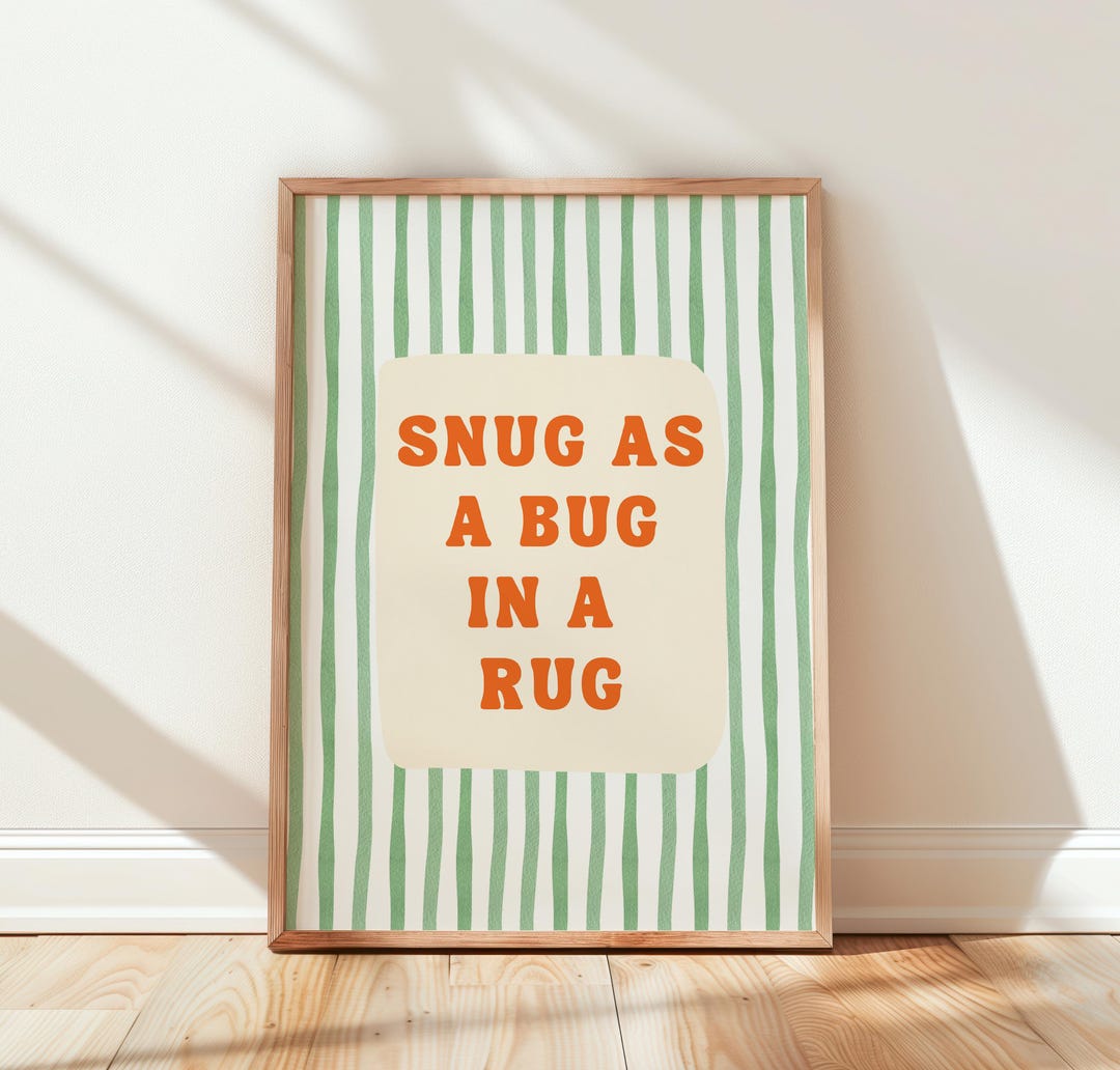 Snug as A Bug in A Rug Print, Red Bedroom Wall Art, Dopamine Poster ...