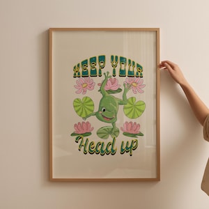 Retro Quote Wall Print, Inspirational Print, Frog Groovy Print, Retro Wall Art, Digital Download, Wall Decor, Printable Art, Retro Poster