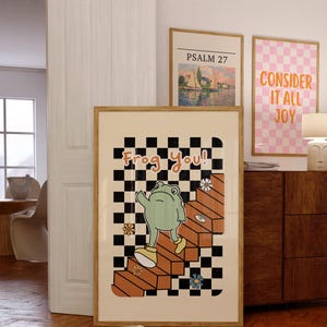Retro Frog Print, Groovy Print, Retro Wall Art, Digital Download, Wall Decor, Large Printable Art, Retro Poster, Dorm Decor, Trendy Print