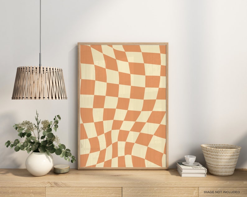 Retro Wall Print, Retro wall art, Wall Decor, Y2K Poster, Digital Download Print, Groovy print, digital download, Checkered, psychedelic