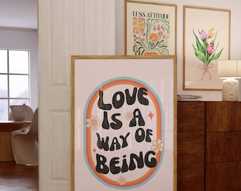 Retro Love Quote Print: Bohemian Wall Art (Digital Download)