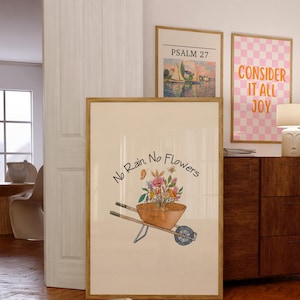 No Rain No Flowers Print: Hippie Inspirational Quote (Digital Download)
