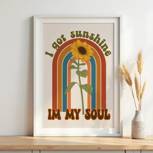 Retro Inspirational Print | 90s Sunflower Wall Art (Digital Download) | Sunshine Quote Poster | Motivational Printable Art For Dorm Decor image 3