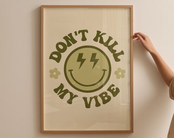 Cute Retro Wall Print, Retro wall art, Green poster, Printable Art, Retro poster, Digital Download, Retro Wall Decor, Retro poster