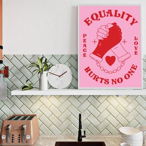 Retro Quote Wall Print, Equality Poster, Retro 70s Print, Digital Download Print, Retro Wall Decor, Large Printable Art, Retro Poster