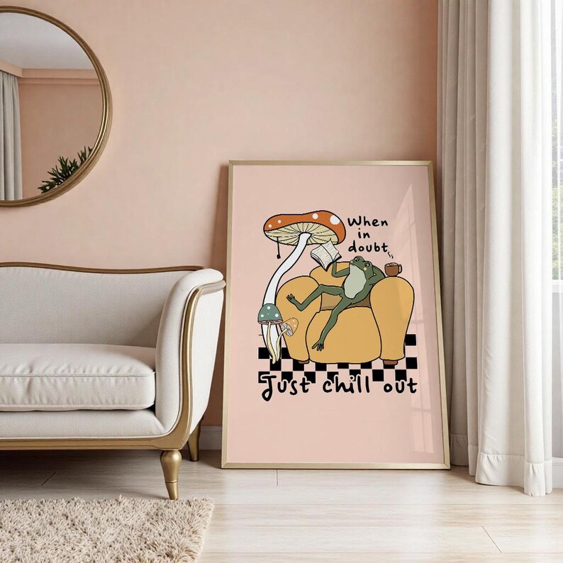 Retro Quote Wall Print | Frog Mushroom Print | Retro Wall Art | Digital Download | Large Printable Art | Inspirational Print | Retro Poster image 4