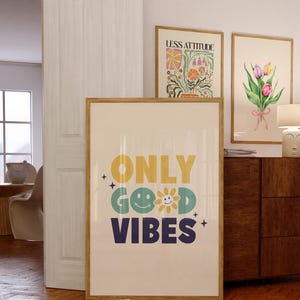 Only Good vibes print, Retro wall Art, Inspirational Print, Trendy Print, Wall Decor, Digital print, Printable art, Retro Poster, Dorm Decor