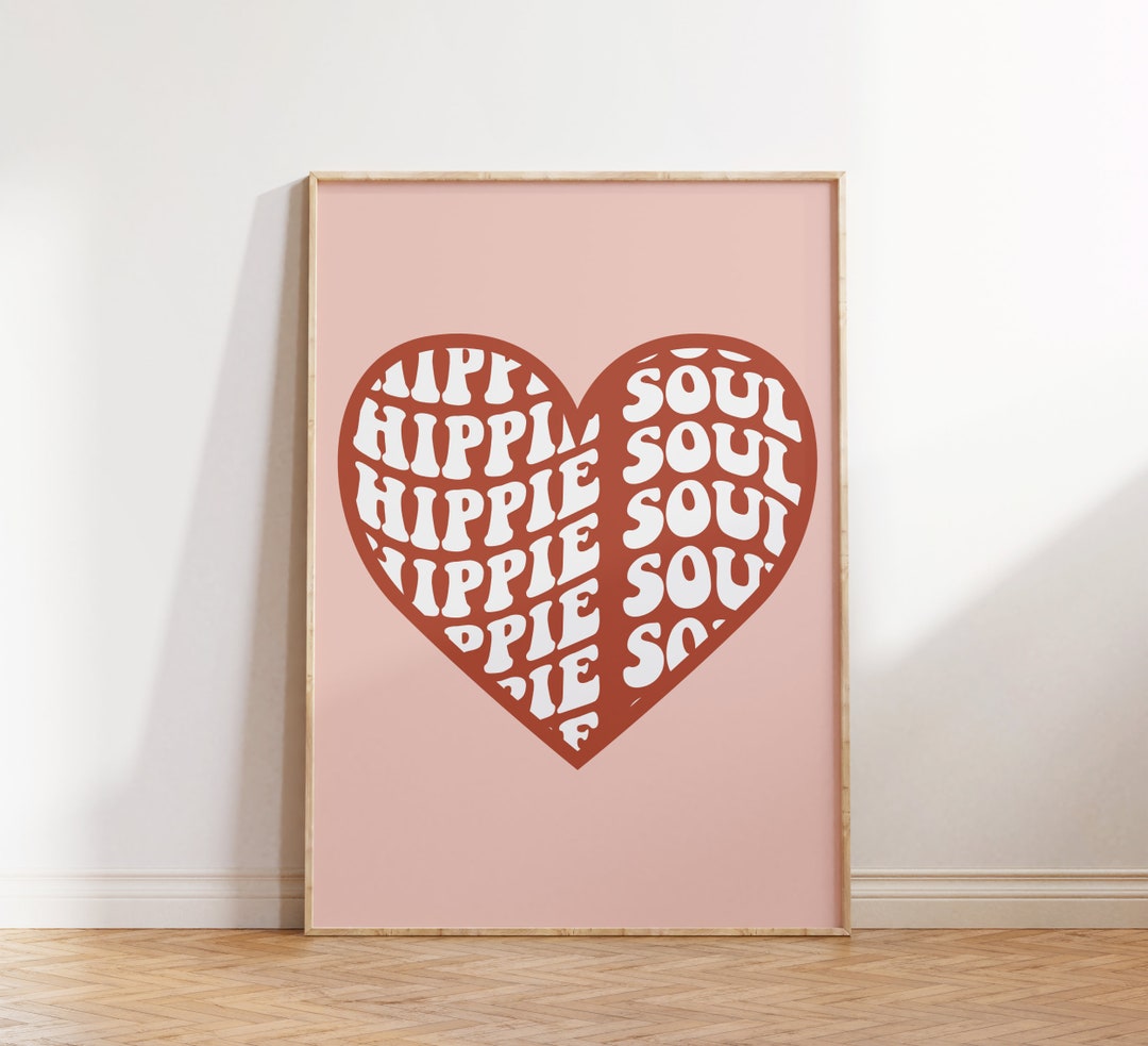 Herz Hippie Wandkunst Hippie Soul Herz Wanddruck digitaler Etsy.de