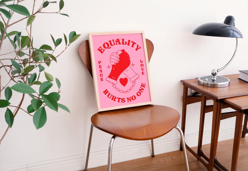Retro Quote Wall Print, Equality Poster, Retro 70s Print, Digital Download Print, Retro Wall Decor, Large Printable Art, Retro Poster