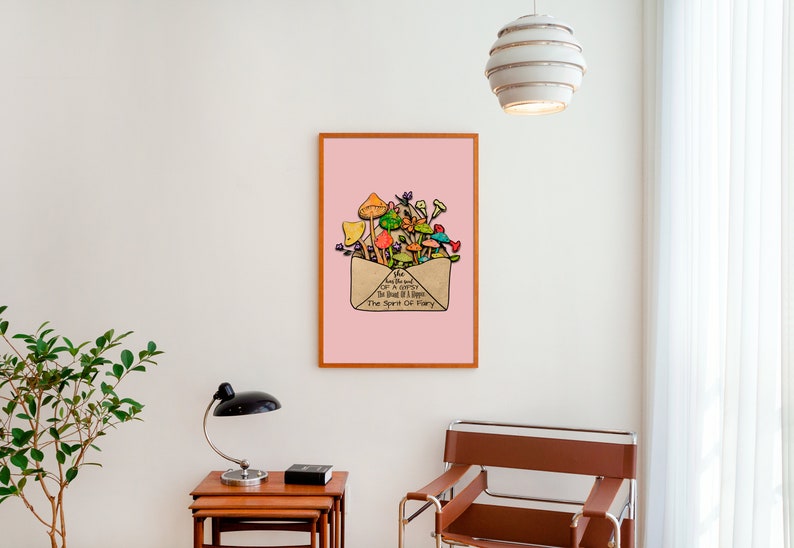 Hippie Wall Print, Retro Poster, Digital Download Print, Retro Wall Decor, Printable Art, Downloadable Prints, Hippie Decor, Mushroom Art