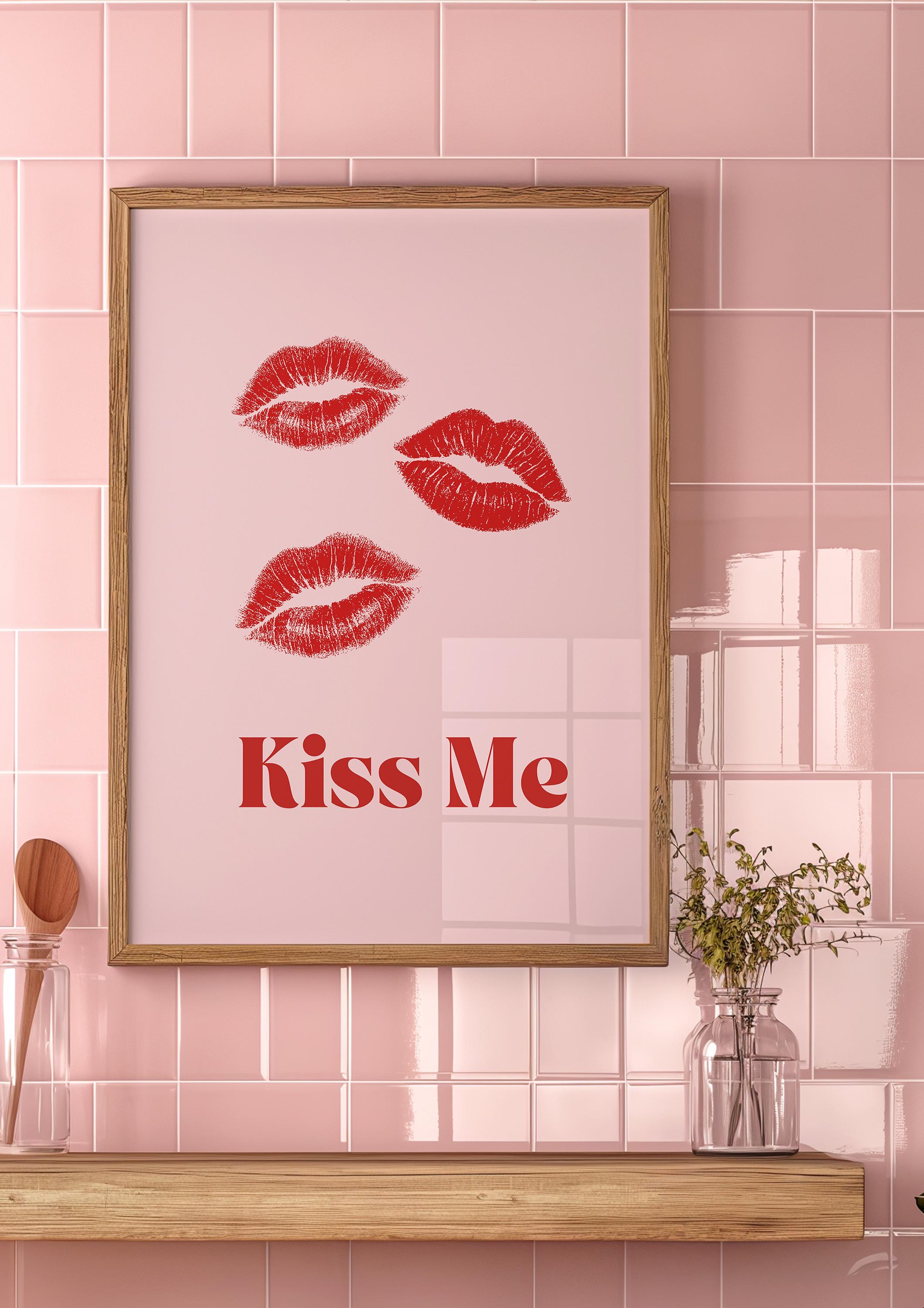 Kiss Me Print, Valentines Day Poster, Retro Wall Art, Romantic