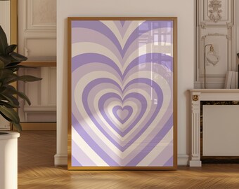 Retro Heart Wall Art Print: 90s Pastel Decor (Digital Download)