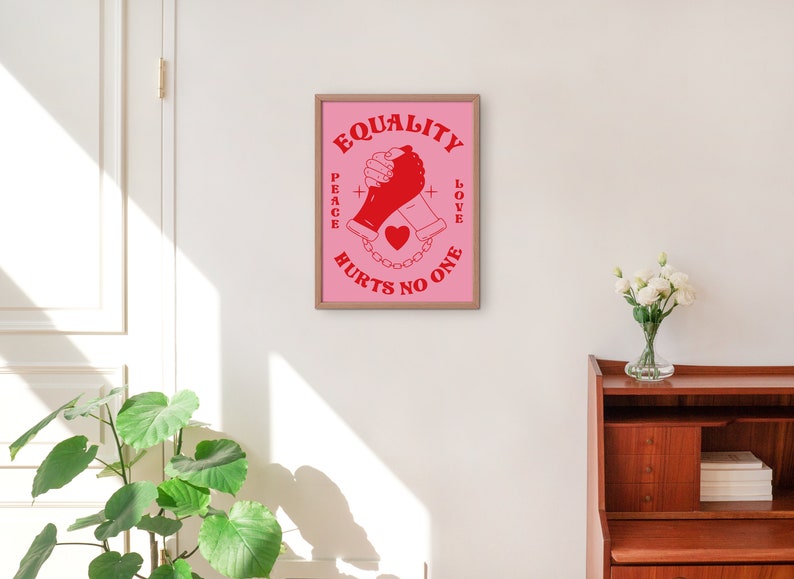 Retro Quote Wall Print, Equality Poster, Retro 70s Print, Digital Download Print, Retro Wall Decor, Large Printable Art, Retro Poster