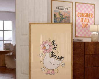 Goose Vibe Only Print, Cute Goose Poster, Goose Wall Art, Farm Animal Printable Art, Wall Decor, Digital Print, Dorm Decor, Trendy Print