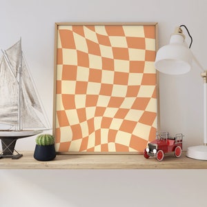 Retro Wall Print, Retro wall art, Wall Decor, Y2K Poster, Digital Download Print, Groovy print, digital download, Checkered, psychedelic