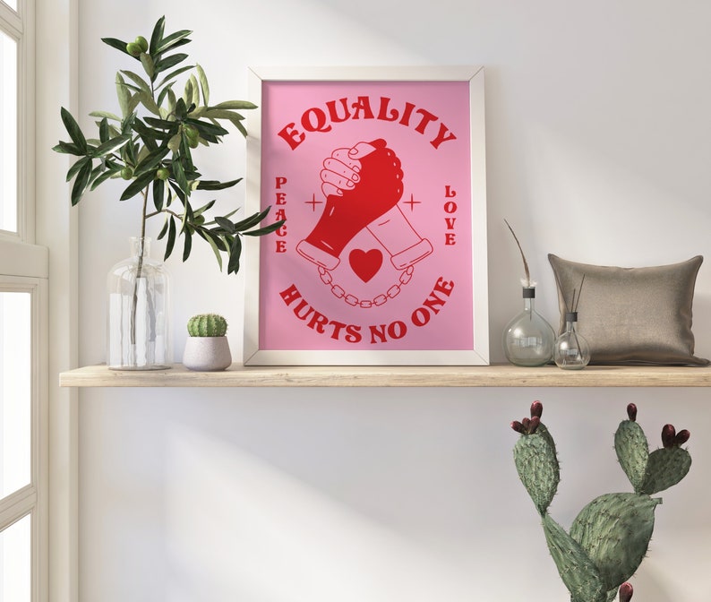 Retro Quote Wall Print, Equality Poster, Retro 70s Print, Digital Download Print, Retro Wall Decor, Large Printable Art, Retro Poster