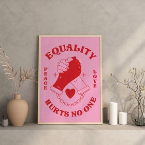 Retro Quote Wall Print, Equality Poster, Retro 70s Print, Digital Download Print, Retro Wall Decor, Large Printable Art, Retro Poster