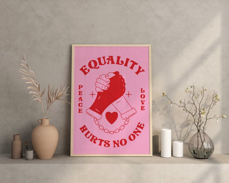 Retro Quote Wall Print, Equality Poster, Retro 70s Print, Digital Download Print, Retro Wall Decor, Large Printable Art, Retro Poster