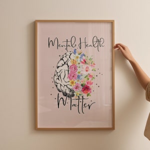 Geestelijke gezondheid is belangrijk Poster, Hippie Wall Print, Therapeut Office Art, Afdrukbare Wall Art, Therapeutische Kunst, Hippie Decor, Therapie kantoor kunst