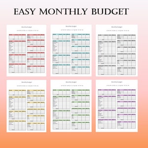 Easy Budget Printable | 6 Colors Bundle | Income and Expense Worksheet ...