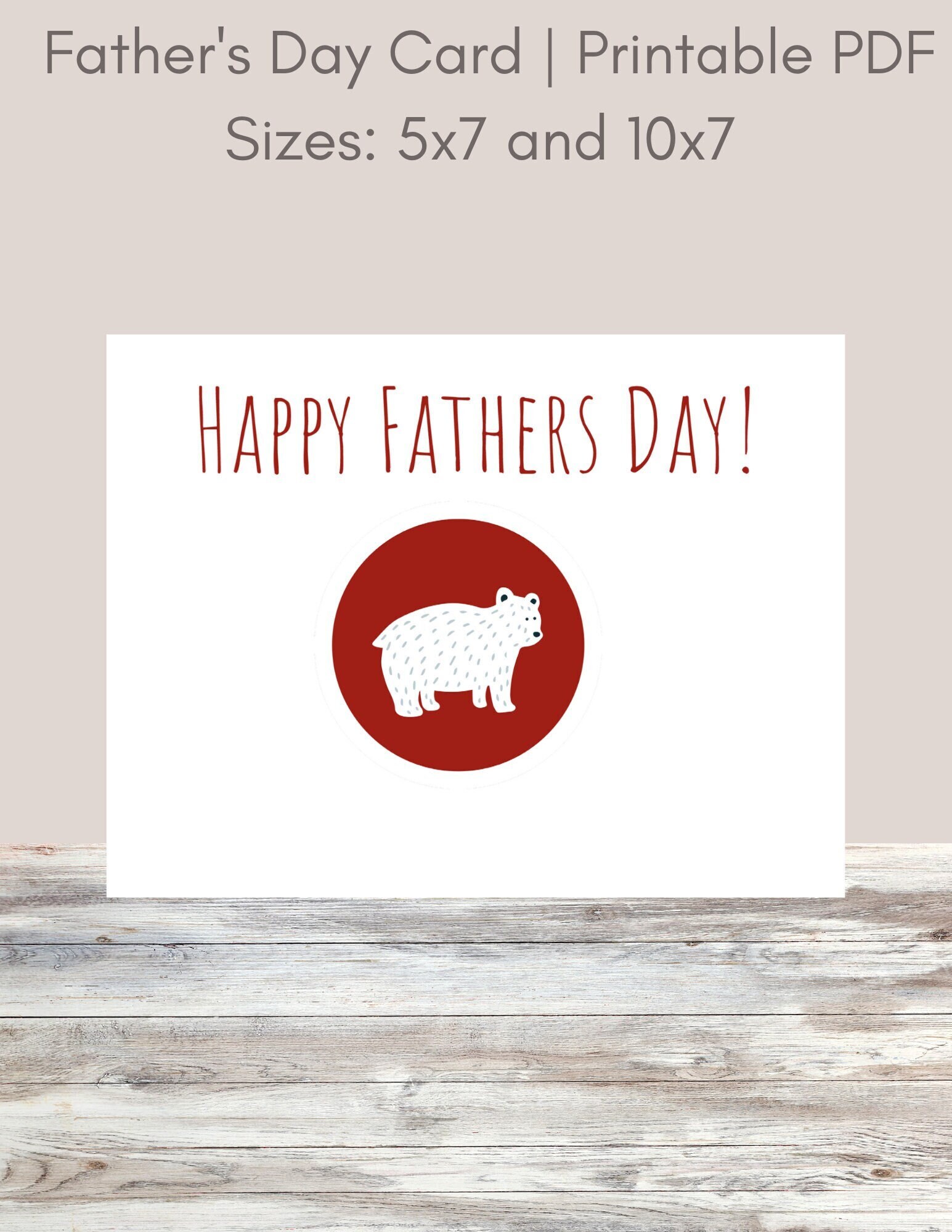 Papa Bear Printable PDF Father's Day Card Father's' Day 2023 - Etsy