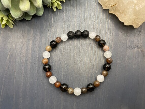 Essential Oil Diffuser Bracelet w/MAMA letter beads, Selenite, Jade, &  Rosewoood