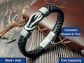 To My Son/Grandson Leather Wrap Infinity Knot Bracelet, Personalized Custom Engraved Name Leather Bracelet Birthday Graduation Gifts For Men