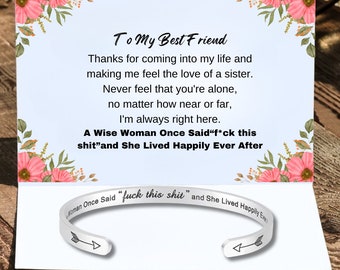 F * ck cette merde, bracelet de manchette inspirant, bracelet de nom gravé personnalisé, bijoux de cadeau d'encouragement pour les femmes de fille