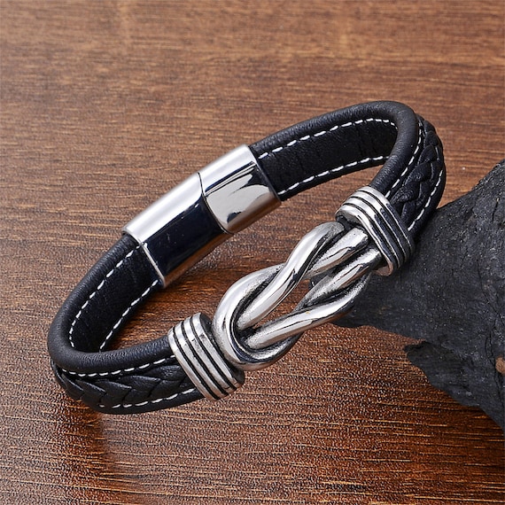 OrcaJump - Regalo Para El Día Del Padre-Pulsera De Cuero Trenzado Para