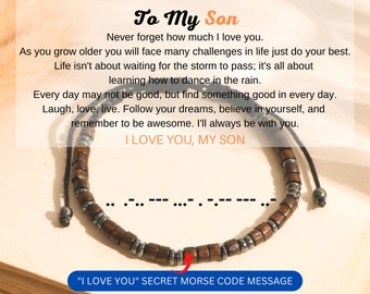 To My Son/Men's Bracelet/Morse Code Bracelet/I Love You Morse Code Bracelet/Birthday, Christmas Gift For Son/Grandson/Daughter/Granddaughter