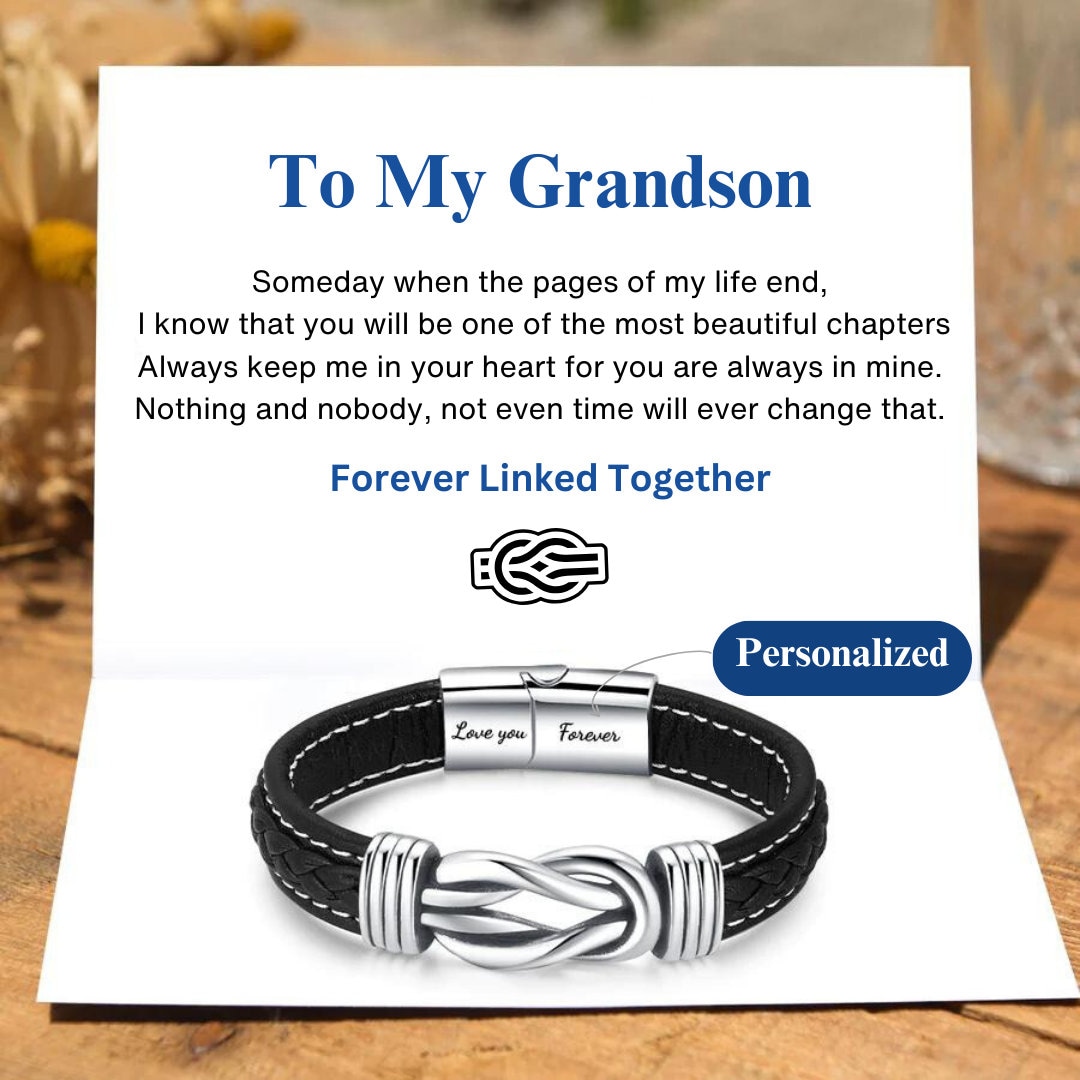 Bracciale In Pelle Per Uomo Con Nodo Infinito - Regalo Di Laurea Elegante Per Figlio O Fidanzato - Foto 9